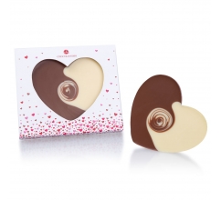 ChocoHeart - Hart van witte en melkchocolade Chocolade tablet bedrukken