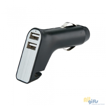 Afbeelding van relatiegeschenk:Veiligheids autolader met 2 USB poorten