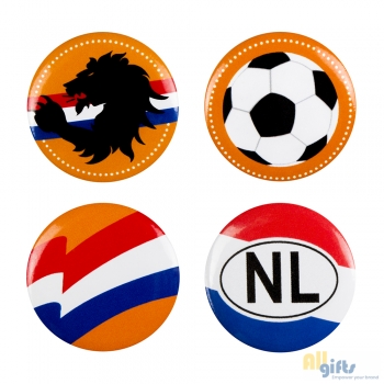 Afbeelding van relatiegeschenk:Set 4 Buttons Nederland 4 ass. (3 cm)