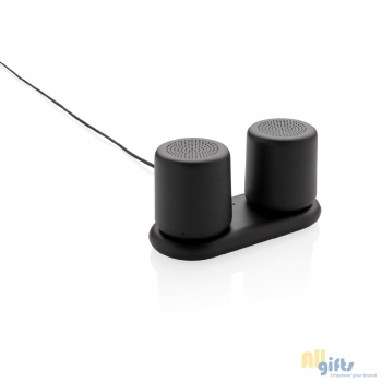 Afbeelding van relatiegeschenk:Dubbele 3W speaker met inductielader
