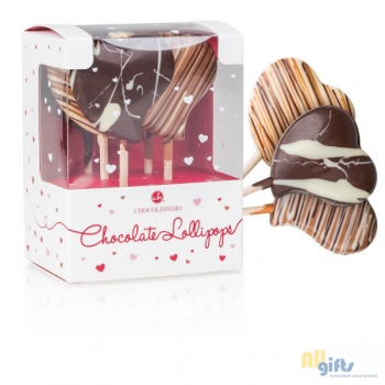 Afbeelding van relatiegeschenk:Chocolade lolly set - Hartjes Chocolade lolly&#039;s