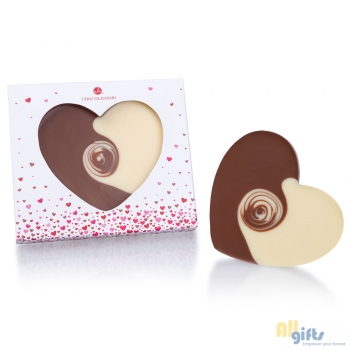 Afbeelding van relatiegeschenk:ChocoHeart - Hart van witte en melkchocolade Chocolade tablet