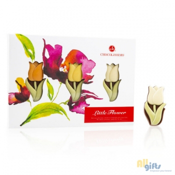 Afbeelding van relatiegeschenk:3 Little Tulips - Tulpen van chocolade Chocolade figuurtjes