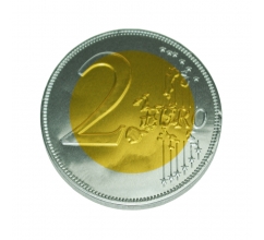 Chocolade munt 2 Euro 7,5 cm bedrukken