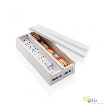 Afbeelding van relatiegeschenk:Deluxe mikado/domino in houten doos