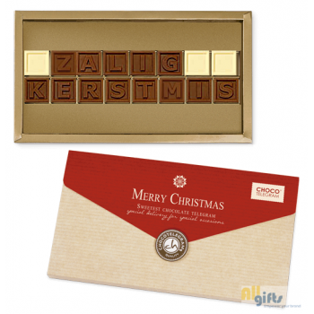 Afbeelding van relatiegeschenk:ChocoTelegram - Zalig Kerstmis - Chocolade Chocolade wensen