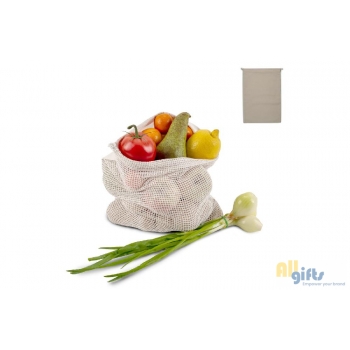 Afbeelding van relatiegeschenk:Herbruikbaar groente & fruit zakje OEKO-TEX® katoen ecru 30x40cm