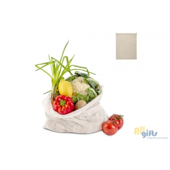 Afbeelding van relatiegeschenk:Herbruikbaar groente & fruit zakje OEKO-TEX® katoen ecru 40x45cm