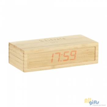 Afbeelding van relatiegeschenk:Bamboo Alarm Clock with Wireless Charger oplader