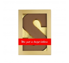 Chocoladeletter met bedrukte banderol bedrukken