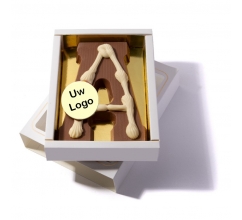 Luxe Chocoladeletter 240 gr. met logo A t/m Z bedrukken