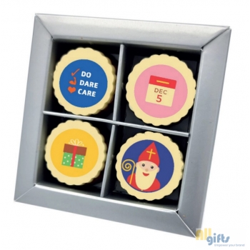 Afbeelding van relatiegeschenk:Luxe doosje 4 Sint bonbons