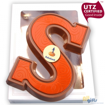 Afbeelding van relatiegeschenk:Chocoladeletter S ingekleurd met logo