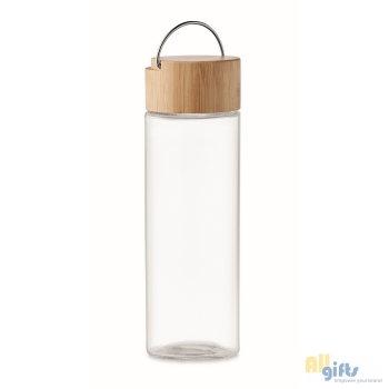 Afbeelding van relatiegeschenk:Glazen fles 500ml  bamboe dop