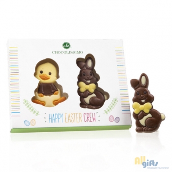 Afbeelding van relatiegeschenk:Bunny & Duck - Chocolade paasfiguurtjes Chocolade paasfiguurtjes