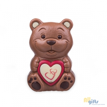 Afbeelding van relatiegeschenk:Chocolade Teddy Beer voor Valentijn Chocolade figuurtje