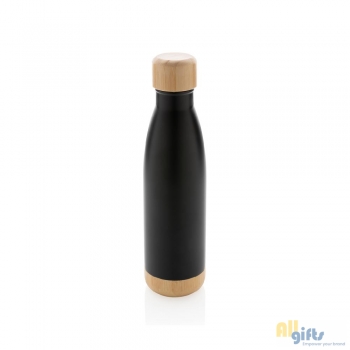 Afbeelding van relatiegeschenk:Vacuüm roestvrijstalen fles met bamboe deksel en bodem