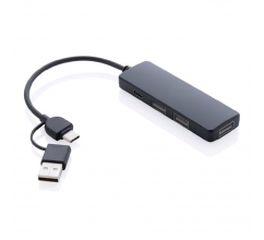 RCS gerecyclede plastic USB-hub met dual input bedrukken