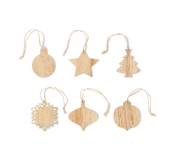 Houten kerstversiering set bedrukken