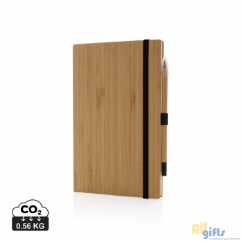 Afbeelding van relatiegeschenk:Bamboe notitieboek en infinity potlood set