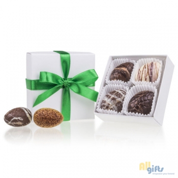 Afbeelding van relatiegeschenk:White XS met chocolade paaseitjes Chocolade paaseitjes