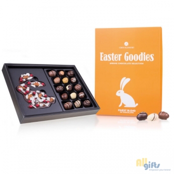 Afbeelding van relatiegeschenk:Easter Goodies - Chocolade paaseitjes en een paashaas Chocolade paasgeschenk