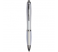 Curvy ballpoint pen with frosted barrel and grip bedrukken
