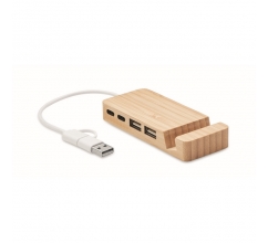 Bamboe USB hub 4 poorten bedrukken