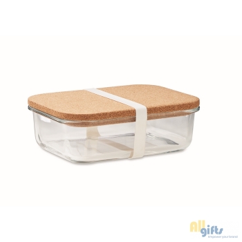 Afbeelding van relatiegeschenk:Glazen lunchbox kurken deksel