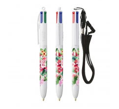 BIC® 4 Colours® balpen + Lanyard bedrukken